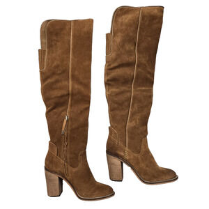 Women's Dolce Vita Size 6.5 Ohanna Suede Over The Knee Stacked Heel Boot Brown